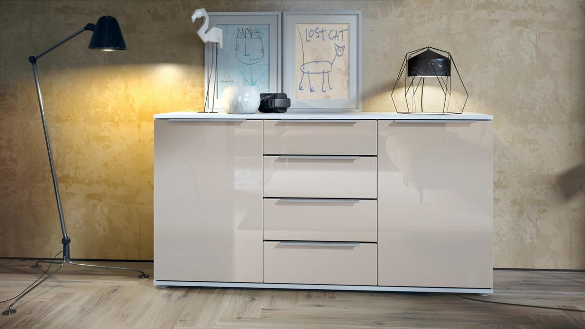 SIDEBOARD Porto Sandgrau Hochglanz - Sandfarben, Holzwerkstoff (139/72.5/35cm) - Vladon