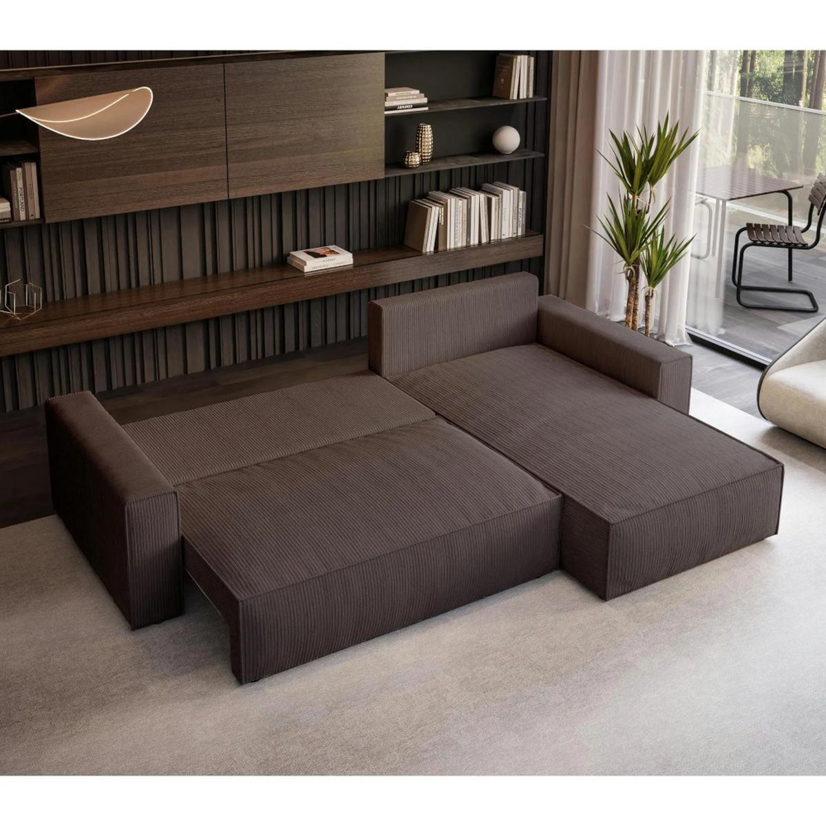 ECKSOFA Parys mit Schlaffunktion und universeller Ottomane, braun - Schwarz/Braun, Kunststoff/Textil (290/185cm) - Beautysofa