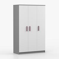 KLEIDERSCHRANK Jonas II 2D 19, 120/192/50, 3-türig, grau - Violett/Grau, Holzwerkstoff (120/194/50cm) - imoebel24