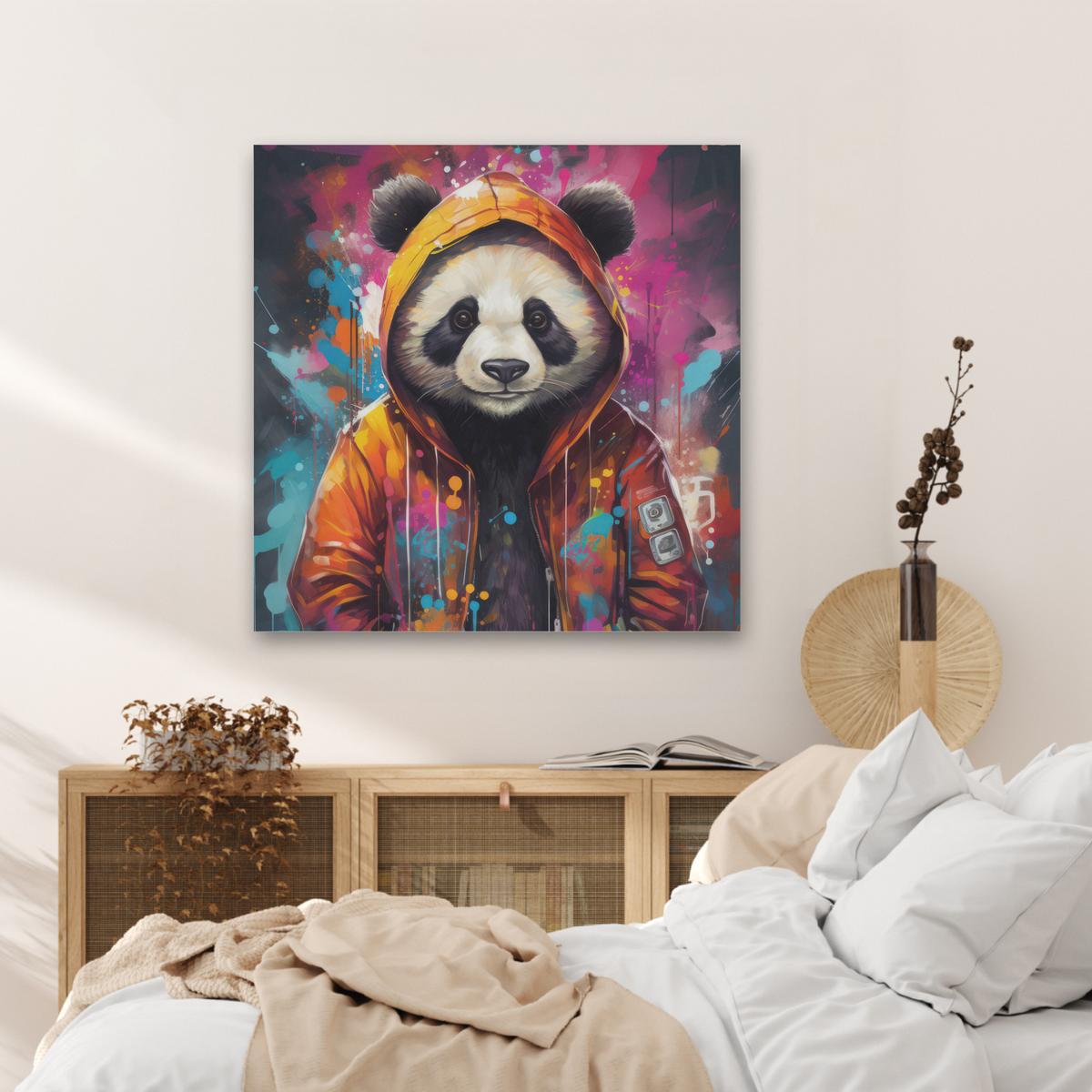 AKUSTIKBILD Panda - Jacke - Graffiti - Orange Akustikpaneele 80x80 cm - Orange, Kunststoff (80/80/0.9cm) - MuchoWow