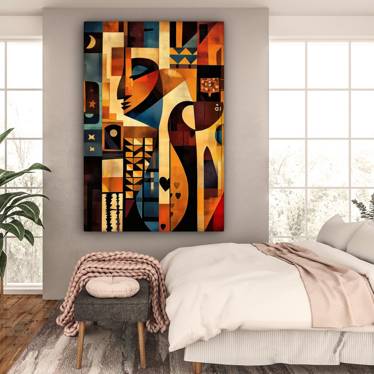 LEINWANDBILD Figuren - Abstrakt - Symbole Deko Groß 90x140 cm - Terracotta, Textil (90/140cm) - MuchoWow
