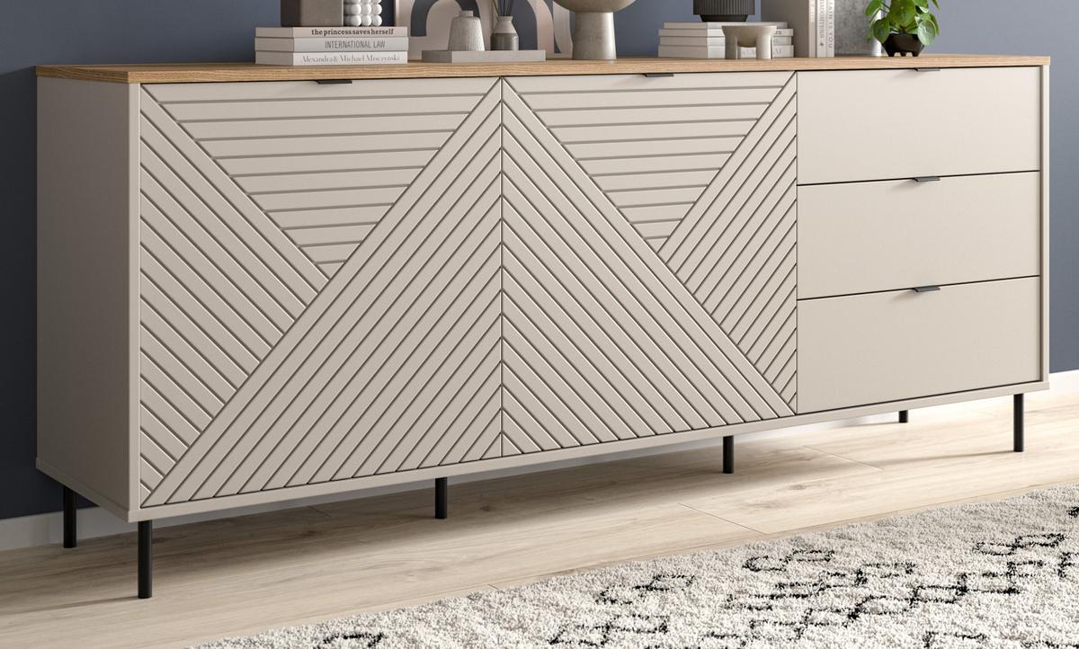 SIDEBOARD Kaschmir, Evoke Eiche 184 x 95 cm, Kommode mit viel Stauraum - Kaschmir/Eichefarben, Holzwerkstoff/Metall (184/75/40cm) - Inn.Furn
