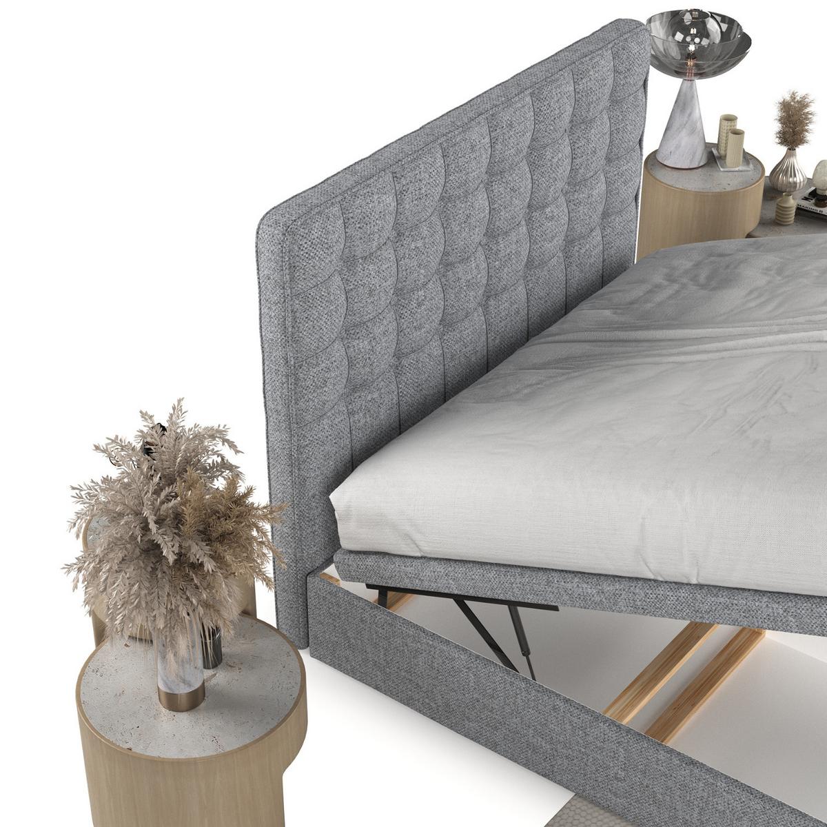 POLSTERBETT Celestia mit Stauraum 120/200 cm Grau im Alta Stoff - Schwarz/Grau, Holz/Holzwerkstoff (120/200cm) - AltaBeds