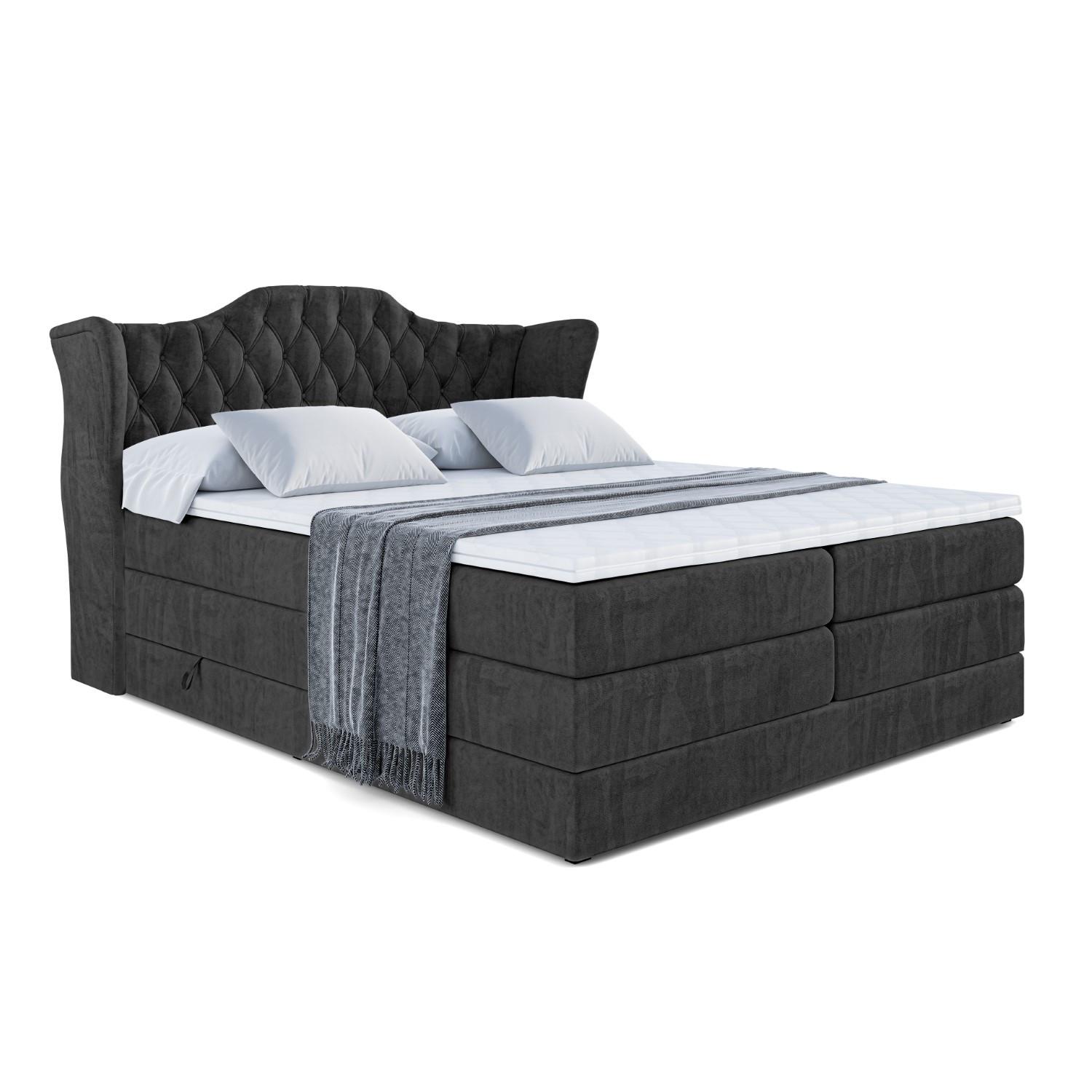 BOXSPRINGBETT VILA KING - 120x200 - H3/H4 - Schwarz - Schwarz, Holzwerkstoff (120/200cm) - ALTDECOR
