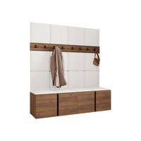 GARDEROBEN-SET Orion V - Nussbaumfarben/Weiß, Holzwerkstoff/Kunststoff (168/186/46cm) - MIRJAN24