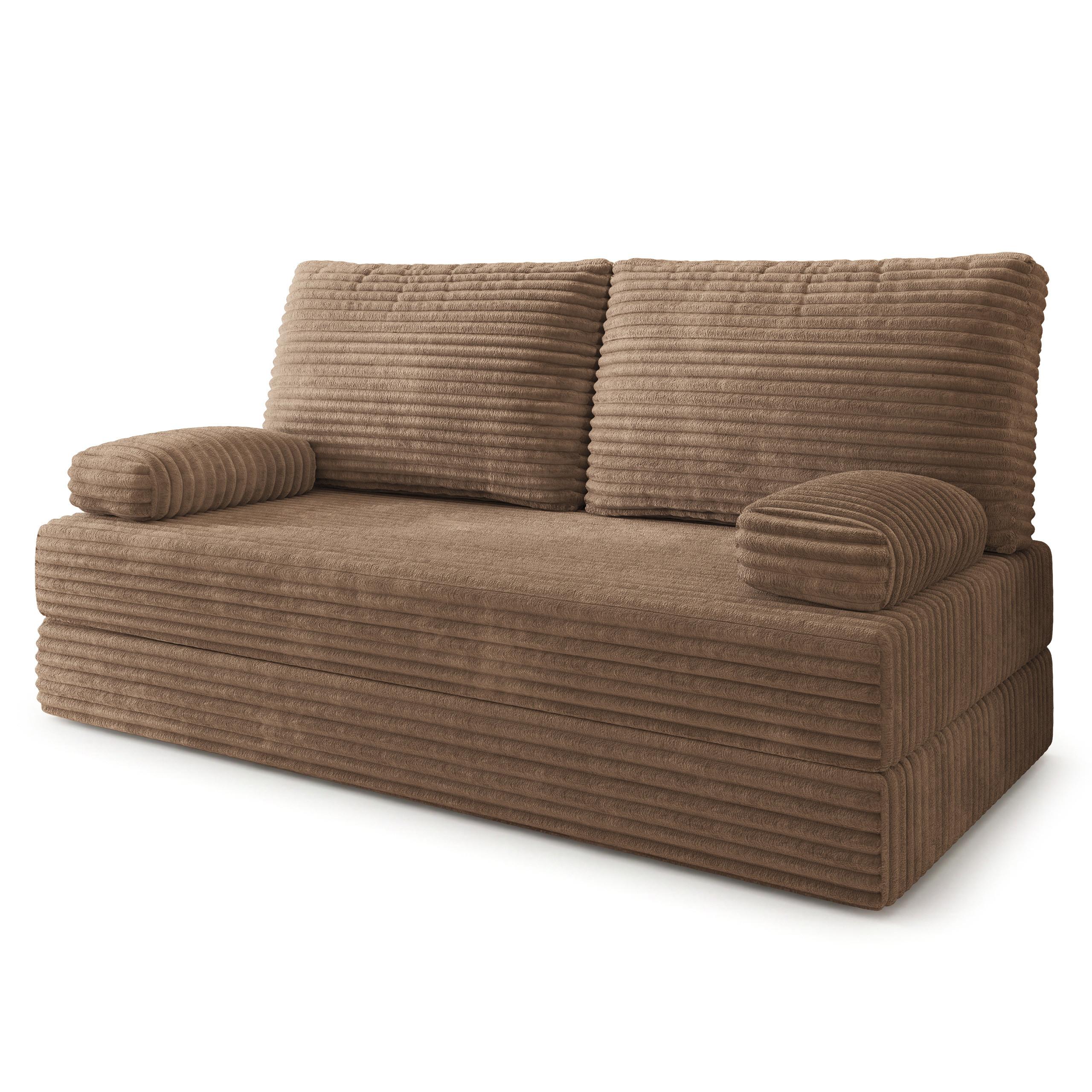 BETTSOFA SILAR aus Schaumstoff Kordstoff Beige Schlaffunktion - Beige, Textil (170/86/80cm) - MASSENO