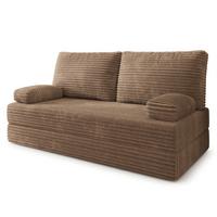 BETTSOFA SILAR aus Schaumstoff Kordstoff Beige Schlaffunktion - Beige, Textil (170/86/80cm) - MASSENO