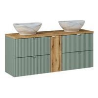 DOPPELWASCHTISCH 140.4cm Jade Grün und Holz - Grün, Holzwerkstoff (140.4/59/40cm) - Petits-meubles