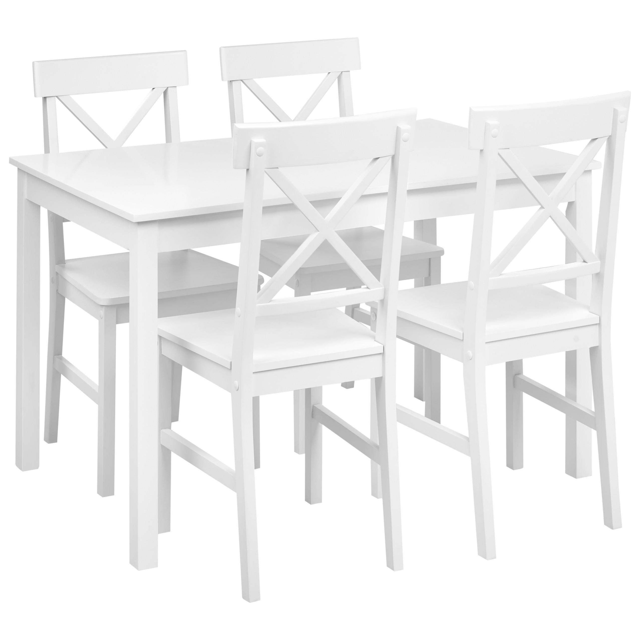 ESSZIMMER-SETBARLEE Pappelholz Weiß 4-Sitzer - Weiß, Holz - Beliani