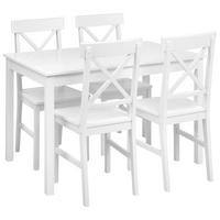 ESSZIMMER-SETBARLEE Pappelholz Weiß 4-Sitzer - Weiß, Holz - Beliani