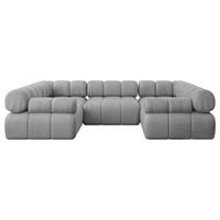 WOHNLANDSCHAFT modulares Sofa Birno-U1 - 285x190x70 cm Hellgrau Velours - Hellgrau, Holzwerkstoff/Textil (285/70/190cm) - ALTDECOR