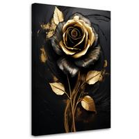 WANDBILD rose flower gold black glamour - Goldfarben, Textil (40/60cm) - Feeby