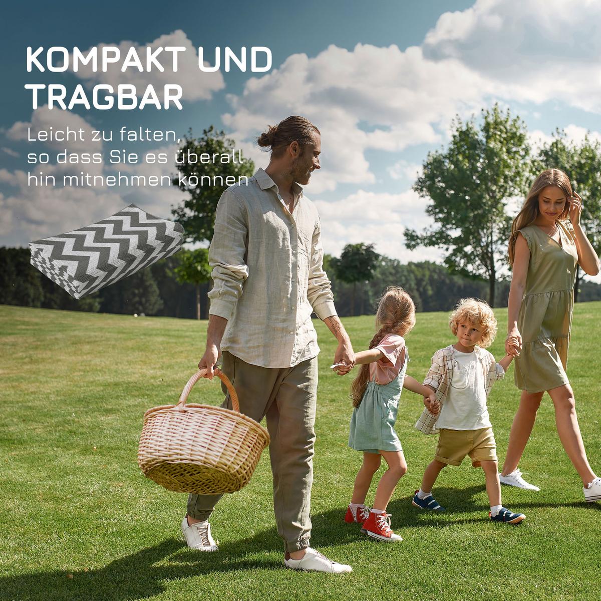 OUTDOORTEPPICH, 310g/m² PP, Hellgrau+Weiß - Hellgrau, Kunststoff (182/121cm) - Outsunny