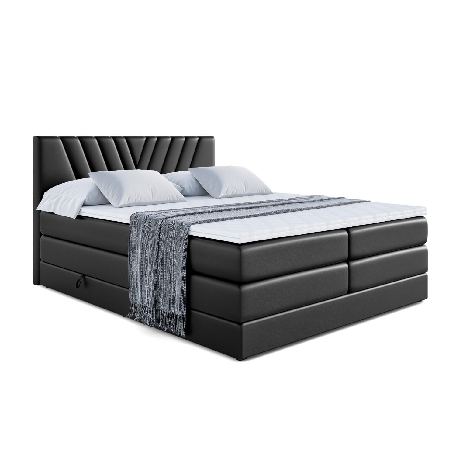 BOXSPRINGBETT ERNINA KING - 120x200 - H3/H4 - Schwarz Hochglanz - Schwarz Hochglanz, Holzwerkstoff (120/200cm) - ALTDECOR