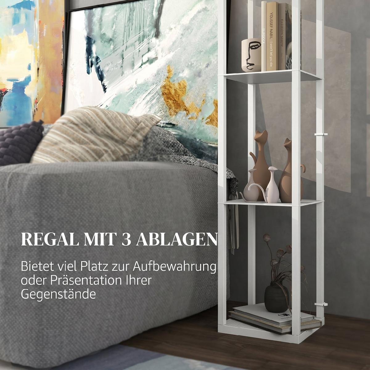STEH-LEUCHTE MDF Stoff Weiß - Weiß, Holzwerkstoff (26/26/160cm) - HOMCOM