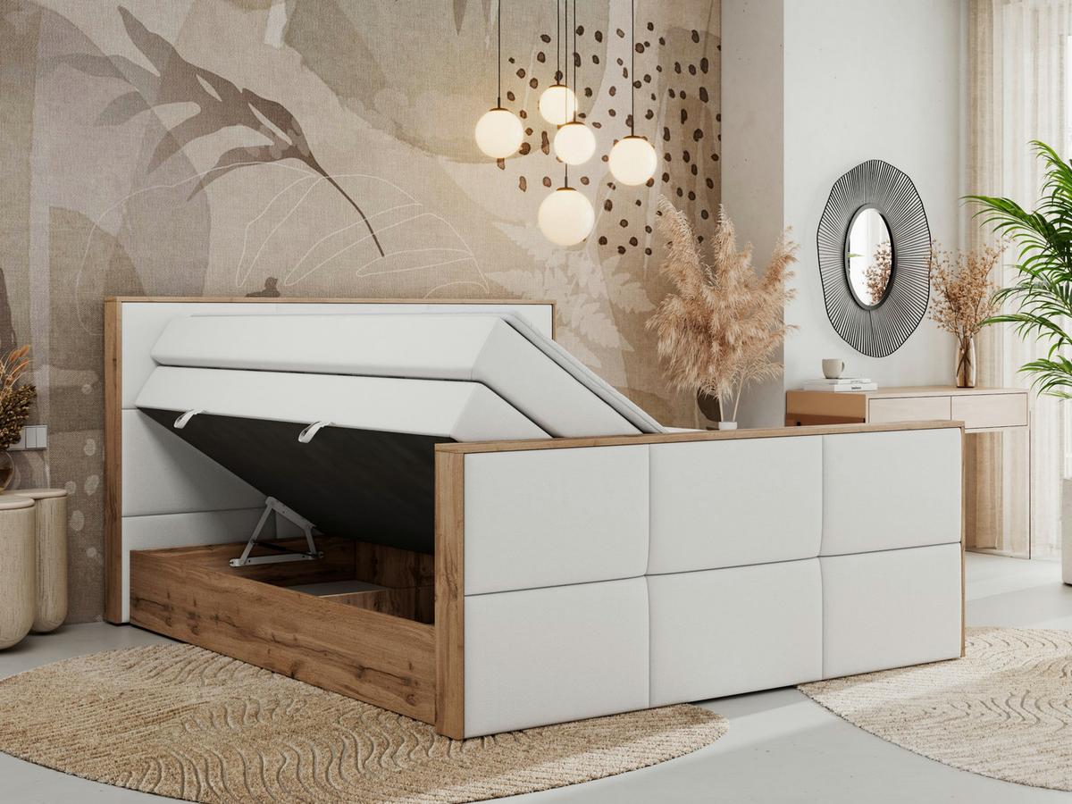 BOXSPRINGBETT ALBERO 2 KING DUO 160/200 Weiß Kunstleder - H4 - Weiß, Holz/Textil (160/200cm) - MKS