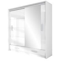 SCHWEBETÜRENSCHRANK SENNA 208/222/61 cm 2-türig mit Spiegel Weiß - Weiß, Holzwerkstoff (208/222/61cm) - MASSENO