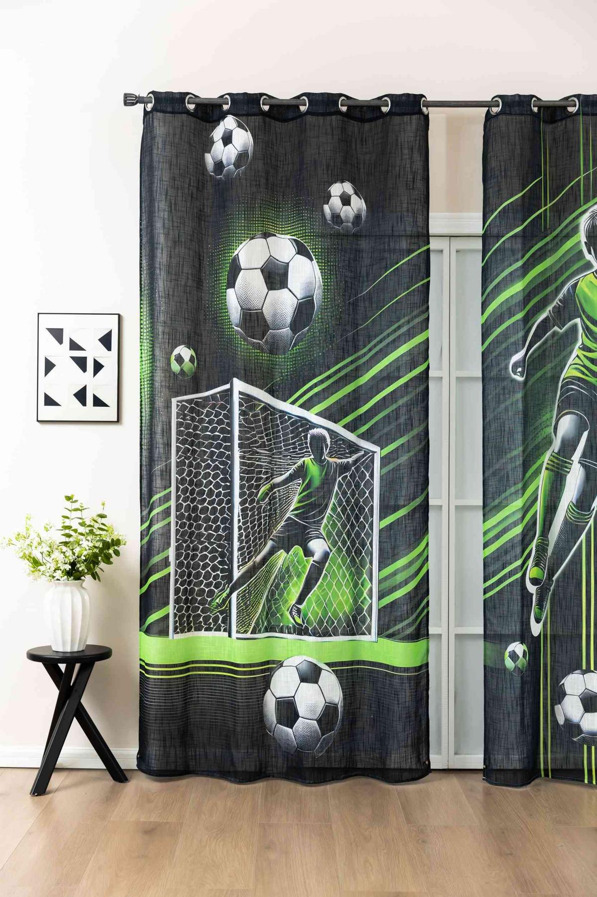 VORHANG 2ER SET SEOUL HxB 245x140 cm Fußball - Grün, Textil (140/245cm) - Gardinenbox