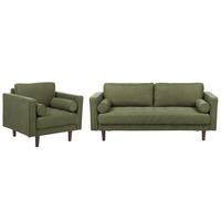 SOFA-SET 4-sitzer dunkelgrün Nurmo - Dunkelbraun/Grün, Textil (77/77/174cm) - Beliani