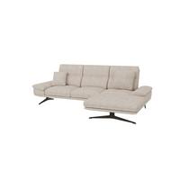 ECKSOFA Loris Beige Samt - Ottomane rechts - Beige/Schwarz, Holz/Textil (294/175cm) - S-Style Möbel
