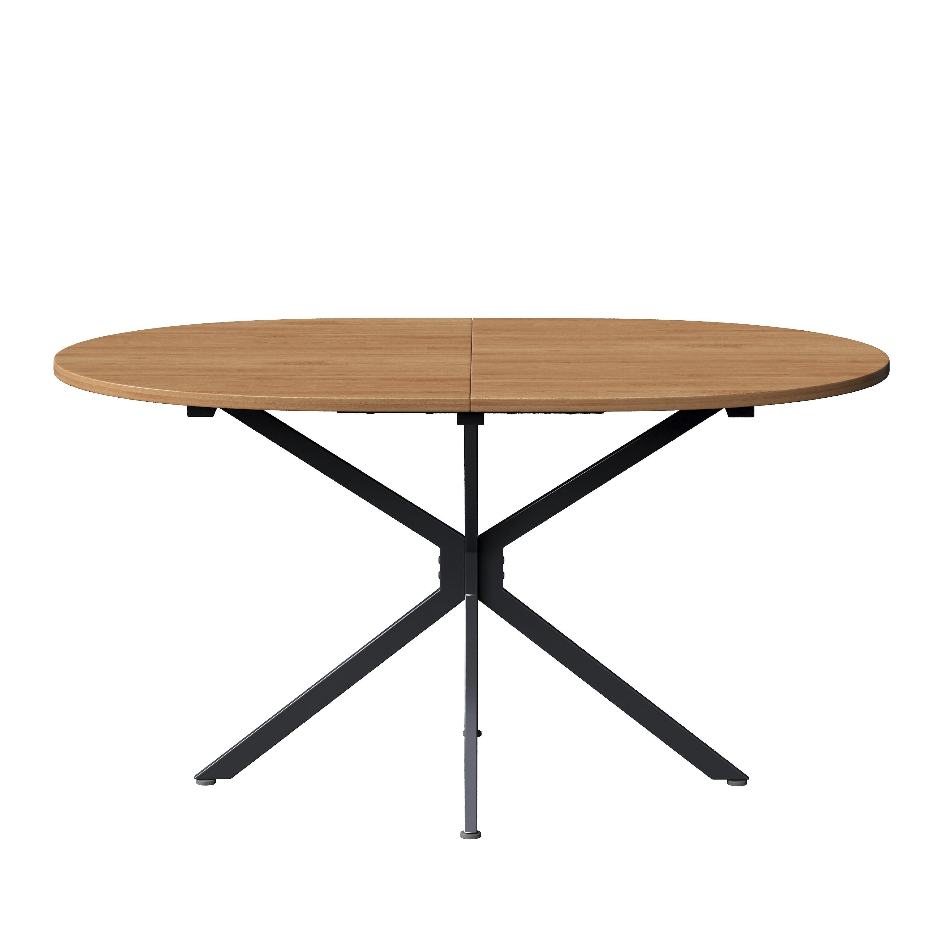 ESSTISCH Ovaler 120 cm Natur & Metall – Kompakttisch mit Kreuzgestell im modernen Design - Eichefarben, Holzwerkstoff (80/120/75cm) - Urban Meuble