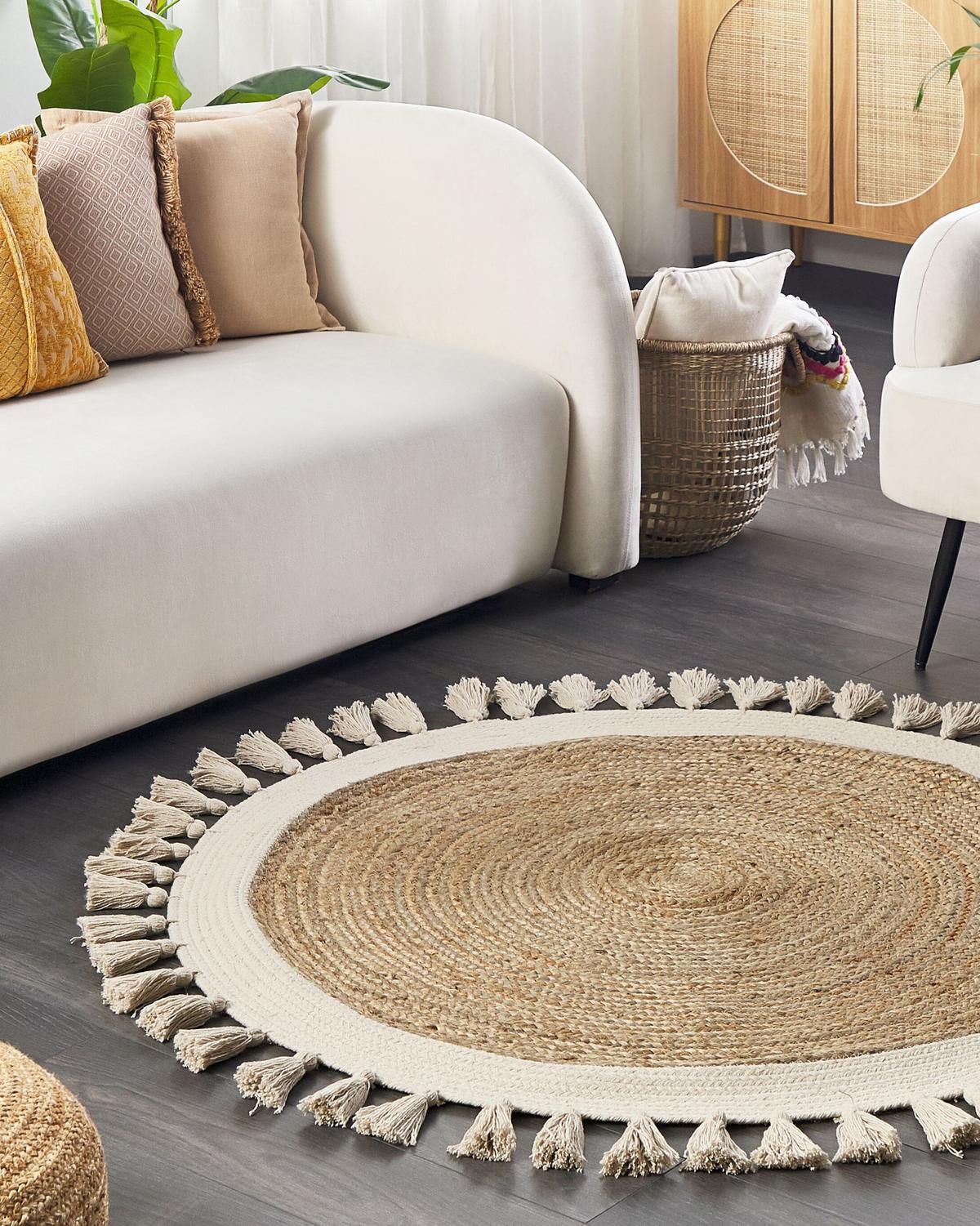TEPPICH Beige Samsun - Beige, Textil (120/120cm) - Beliani