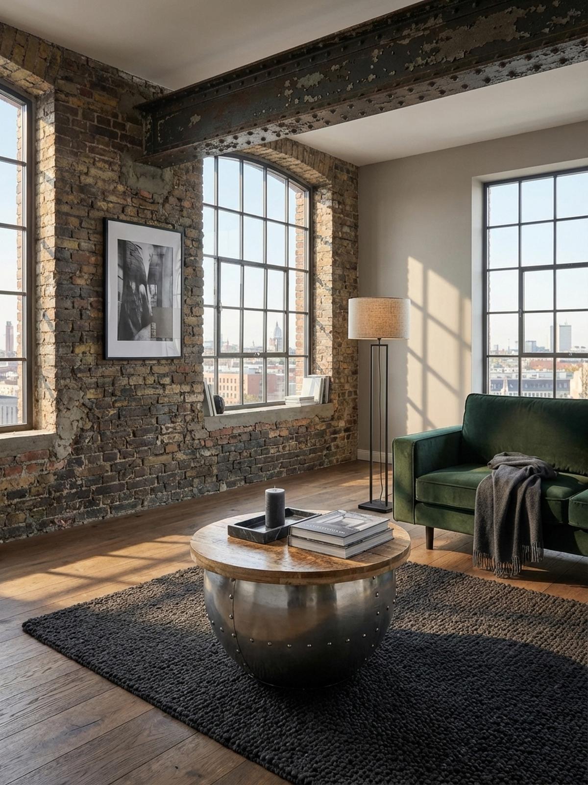 COUCHTISCH Rund in Braun, Massivholz und Metall, Industrial-Stil mit Stauraum - Silberfarben, Holz/Metall (60/60/43cm) - KADIMA DESIGN