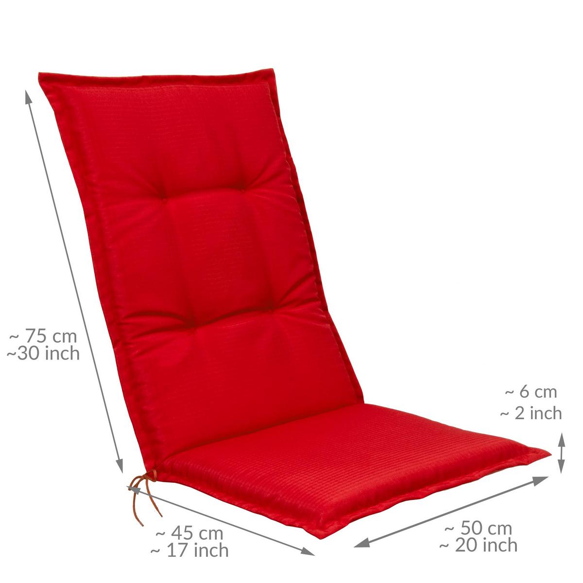 HOCHLEHNERAUFLAGE Base HL 120/50/6cm Rot - Rot, Textil (50/6/120cm) - Beautissu 