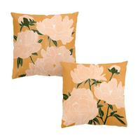 DEKOKISSEN 2er-Set Moderne Pfingstrosen 50/50 cm - Orange, Textil (50/50cm) - Bilderwelten