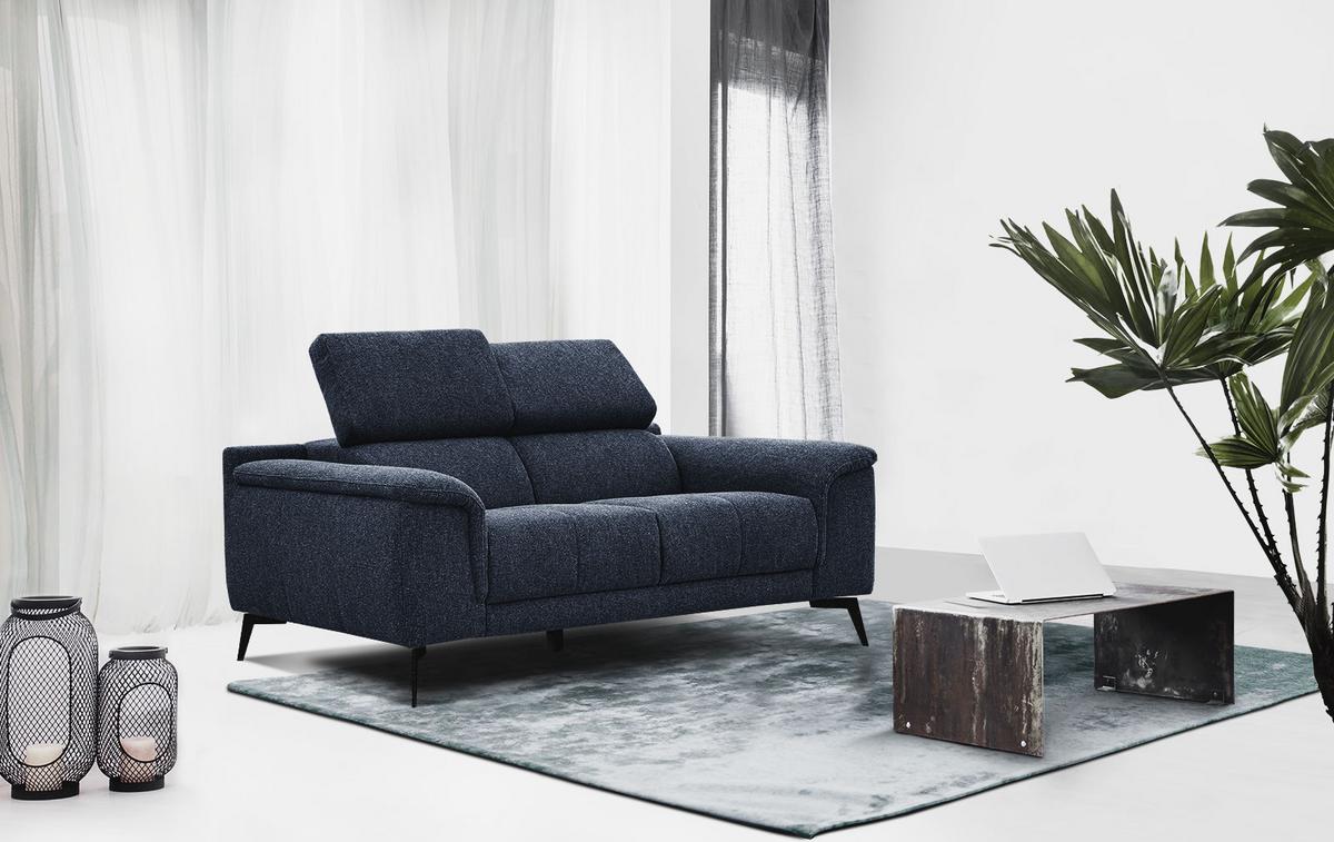 SOFA FIERO 2-Sitzer, dunkelblau - Schwarz/Dunkelblau, Holzwerkstoff/Textil (170/82/103cm) - Wozimo