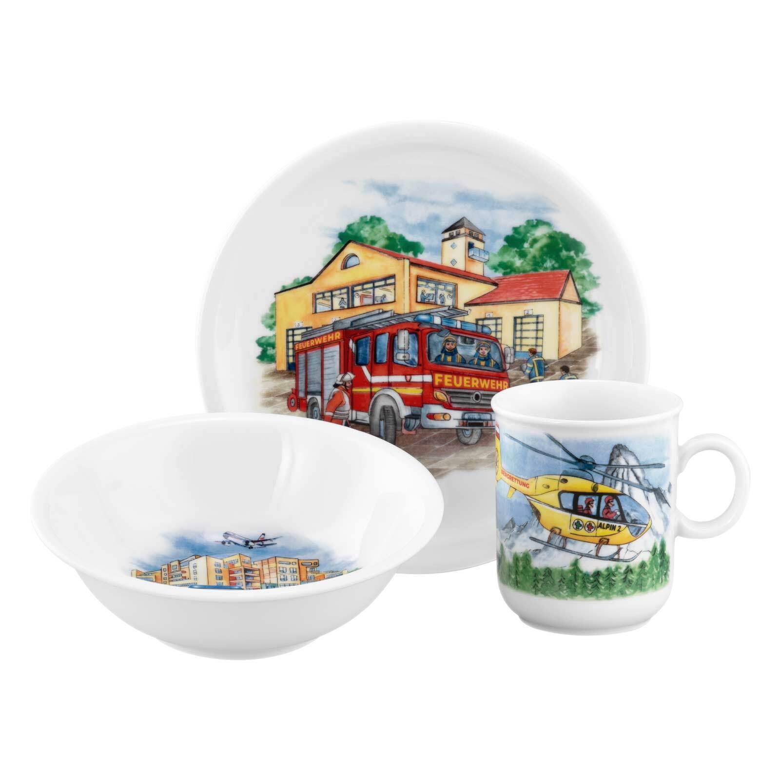 KINDERGESCHIRR SET Compact Blaulicht bunt 3-tlg. - Multicolor, Keramik (21.4/20.5/21.4cm) - Seltmann Weiden