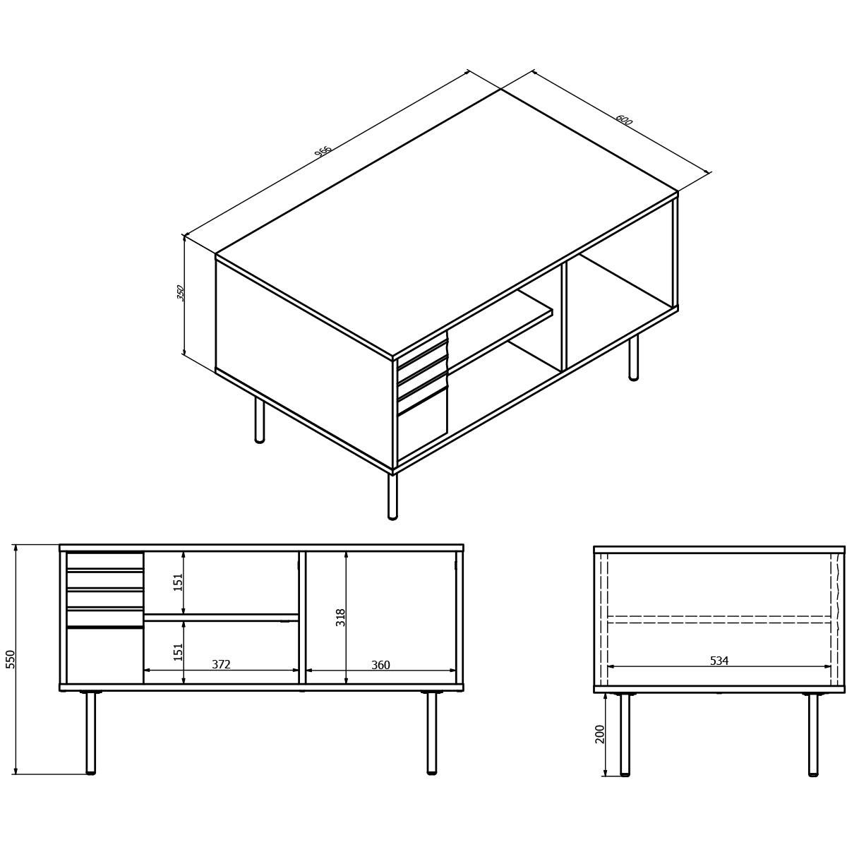 COUCHTISCH Astra Dunkles Holz und Kaschmir - Braun, Holzwerkstoff (60/96.6/55cm) - Petits-meubles