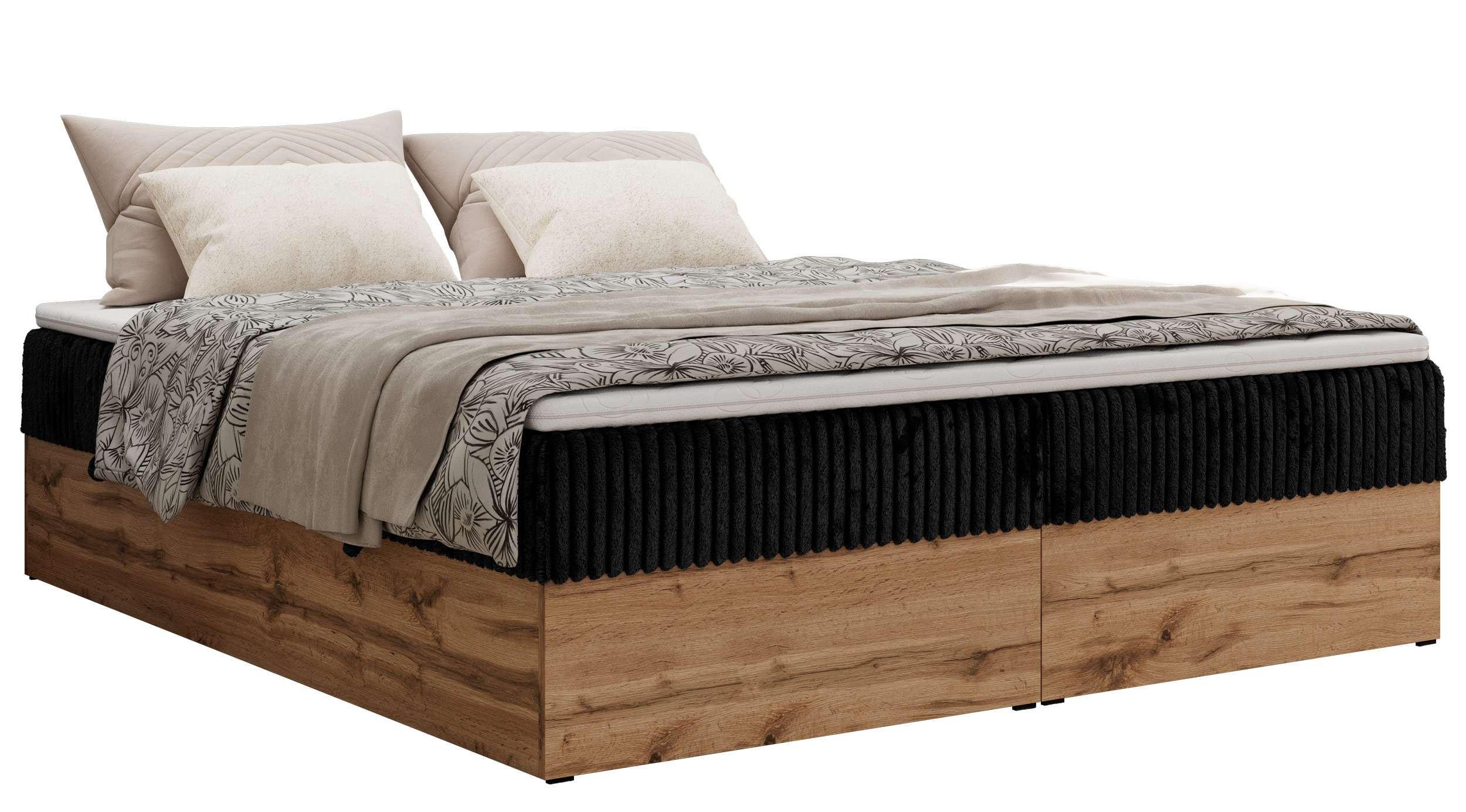 BOXBETT WOOD ZERO 200/200 - Schwarz Cord - H4 - Topper T25 - Schwarz, Textil (200/200cm) - MKS