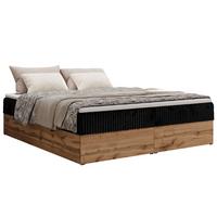 BOXBETT WOOD ZERO 160/200 - Schwarz Cord - H3 - Topper Visco - Schwarz, Textil (160/200cm) - MKS