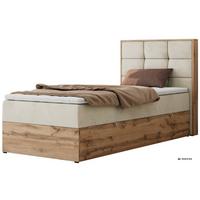 BOXBETT ALBERO 1 90/200 - Beige Velvet - Topper Visco - H3 - Rechts - Beige/Schwarz, Kunststoff/Textil (90/200cm) - MKS