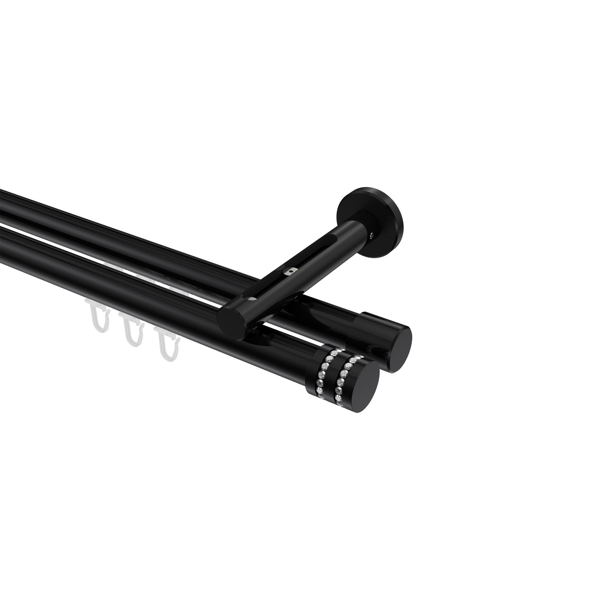 GARDINENSTANGE INNENLAUF Siteno Estana 160 cm, 2-läufig, 20 mm Ø Schwarz - Schwarz, Metall (160cm) - INTERDECO
