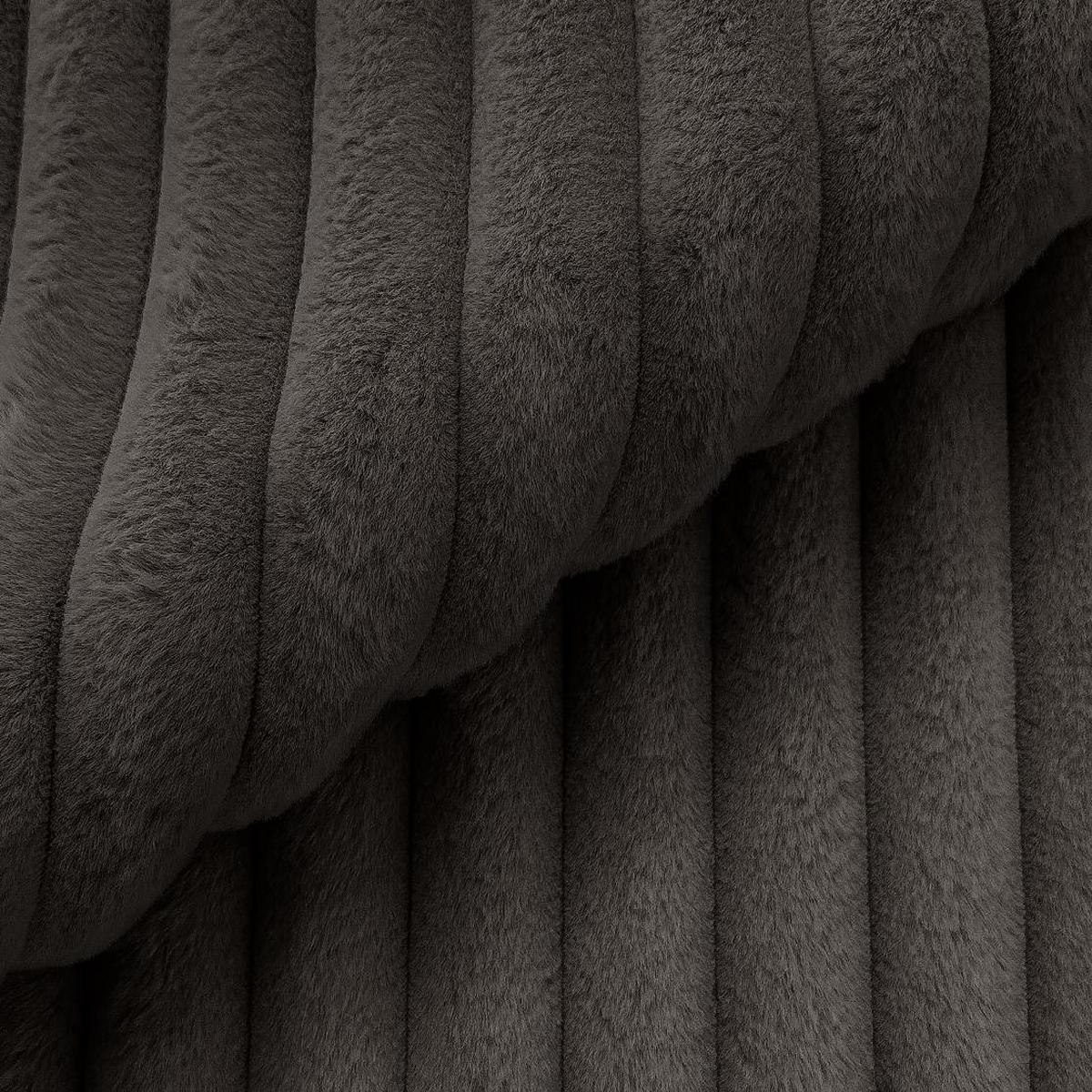WOHNLANDSCHAFT Mollis Dunkelgrau Plüschcord im XXL-Format - Ottomane Rechts - Dunkelgrau/Schwarz, Holz/Kunststoff (316/77/194cm) - S-Style Möbel