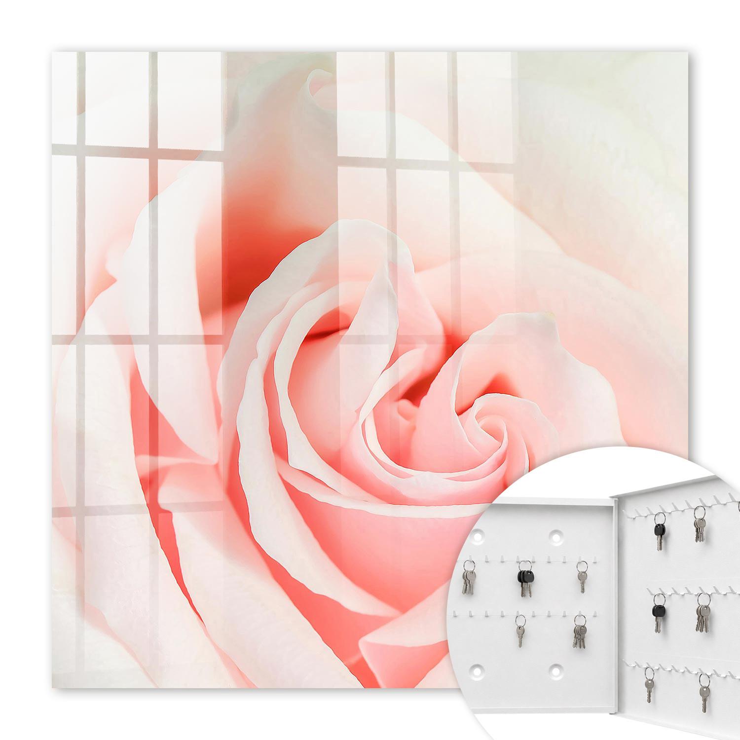 SCHLÜSSELBOX Weiß 30x30 cm – Türöffnung nach rechts - Romantische Rose - Pink, Metall (30/30/5cm) - TULUP