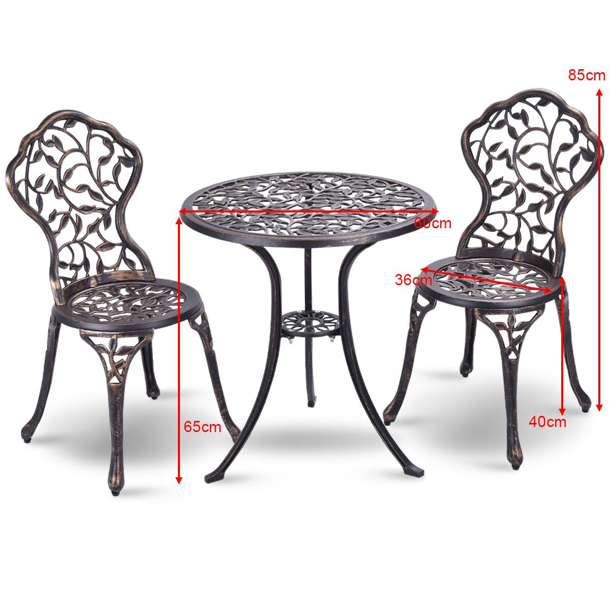 SITZGRUPPE Antik Bistroset Balkonset Kupfer(3-teilig) - Kupferfarben, Metall - COSTWAY