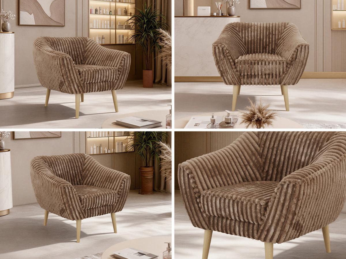 SESSEL PIRS - Braun Cord - Holzbeine - Buchefarben/Braun, Holzwerkstoff/Textil (80/75/74cm) - MKS