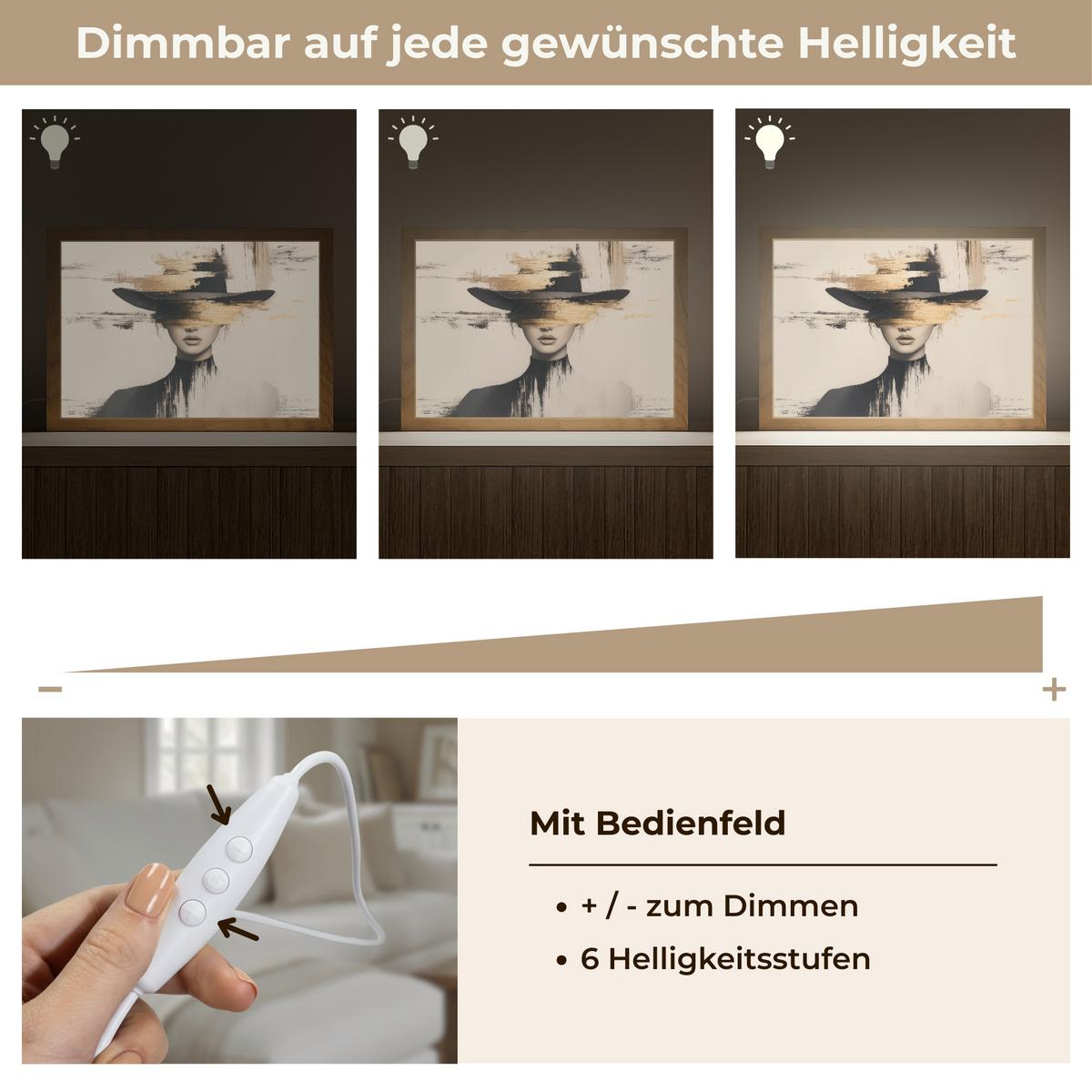 TISCHLEUCHTE Frau - Hut - Farbe 30x20 cm - Braun, Holzwerkstoff (8/30/20cm) - OnlyWow