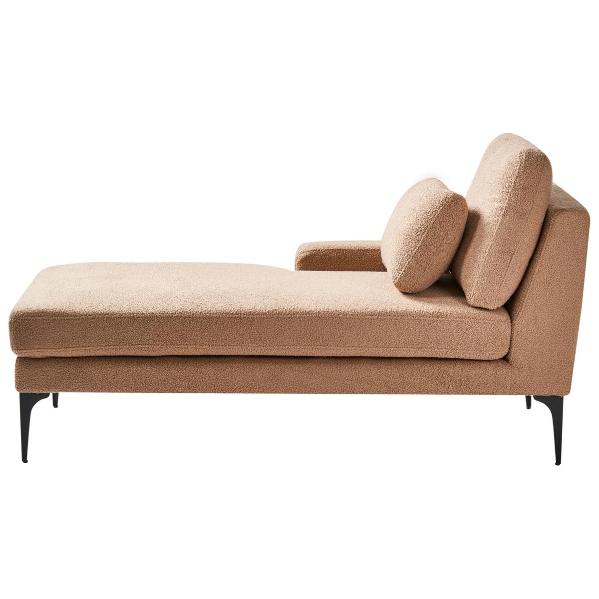 CHAISELONGUE-RECHTSSEITIGE Bouclé Sandbeige Ewron - Sandfarben/Beige, Textil (150/70/72cm) - Beliani