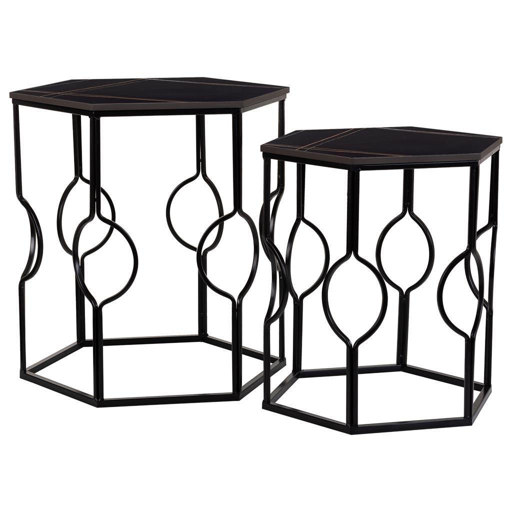 TISCH aus Metall, schwarz, 34x52x39cm, 2-tlg. - Schwarz, Metall (39/39/57cm) - Wanderlust