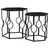 TISCH aus Metall, schwarz, 34x52x39cm, 2-tlg. - Schwarz, Metall (39/39/57cm) - Wanderlust