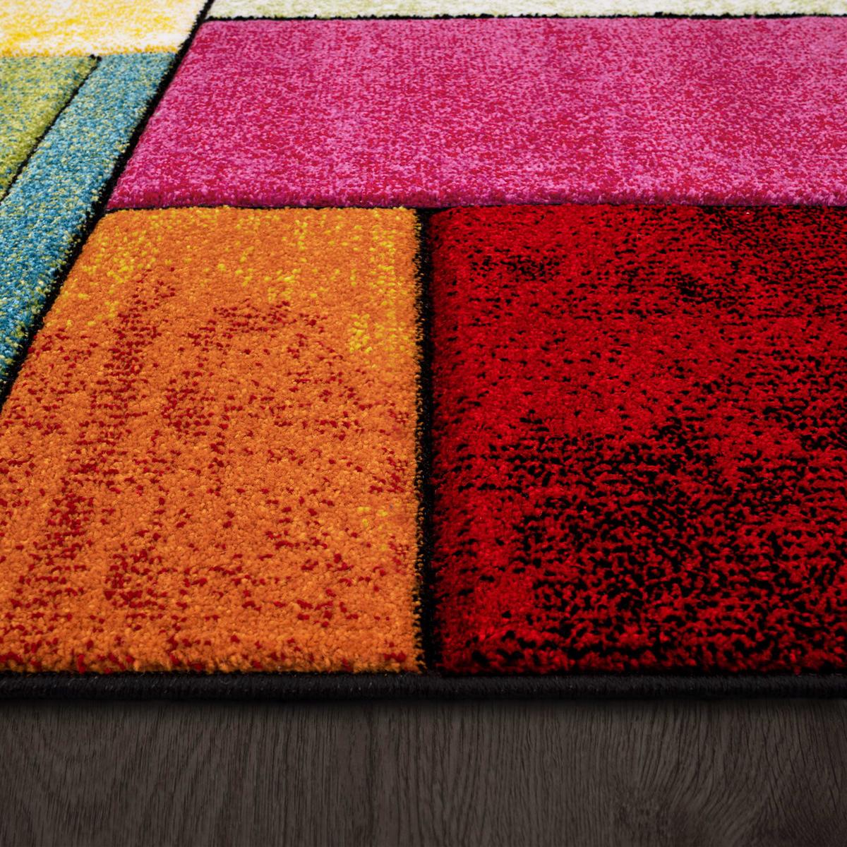KURZFLORTEPPICH, geometrisch, Florhöhe 13 mm, Mehrfarbig, 60 x 110 cm - Multicolor, Textil (110/60cm) - KADIMA DESIGN