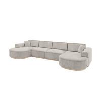 WOHNLANDSCHAFT MARI-U2-v1 - 388x171x83 cm Hellbraun Velours - Hellbraun, Holzwerkstoff/Textil (388/83/171cm) - ALTDECOR