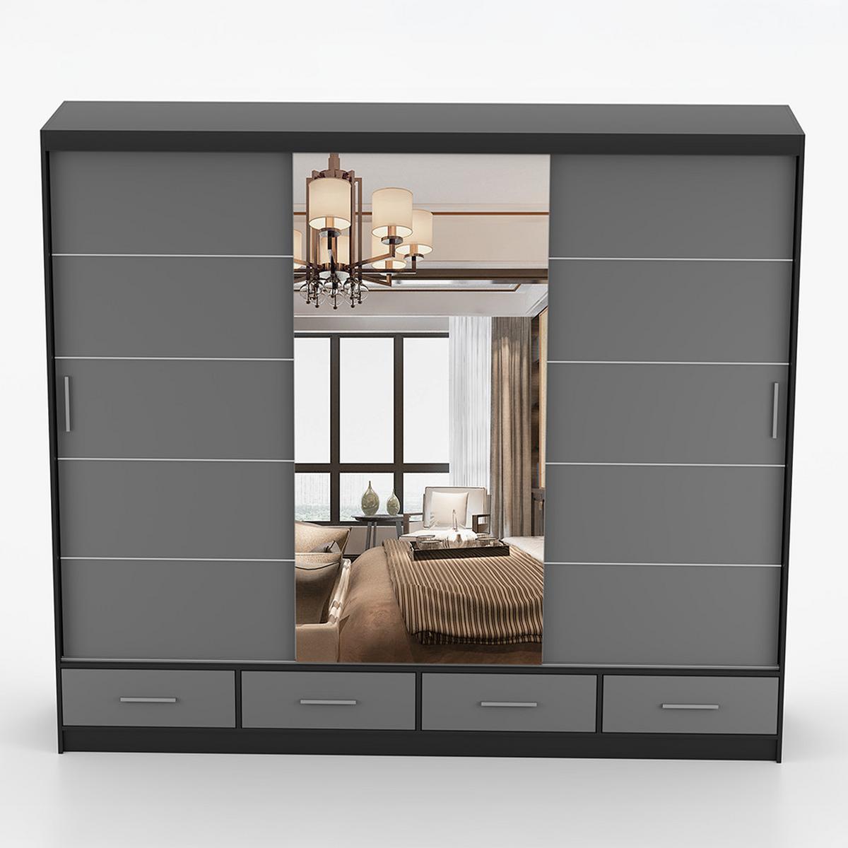 KLEIDERSCHRANK Florence 250 cm, 250/215/64, 2-türig, grau - Grau, Holzwerkstoff (250/215/64cm) - imoebel24