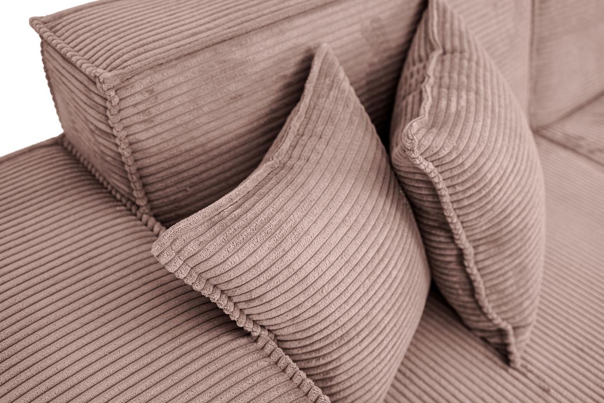 ECKSOFA Hana Loft 3-Sitzer Ecke Links, Cordstoff Chenille, Altrosa Rosa 241/80/168 cm - Schwarz/Rosa, Textil/Metall (241/168cm) - WFL GROUP