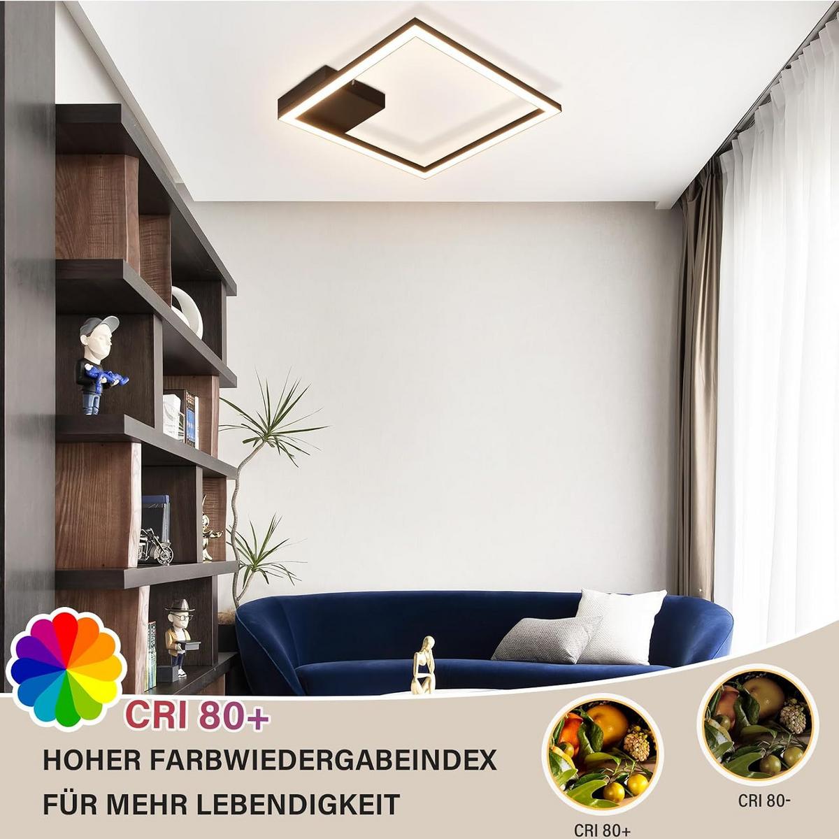 LED-DECKENLEUCHTE Wehrfluch 29.4/3.8/29.4 cm - Schwarz, Metall (29.4/29.4/3.8cm) - ZMH