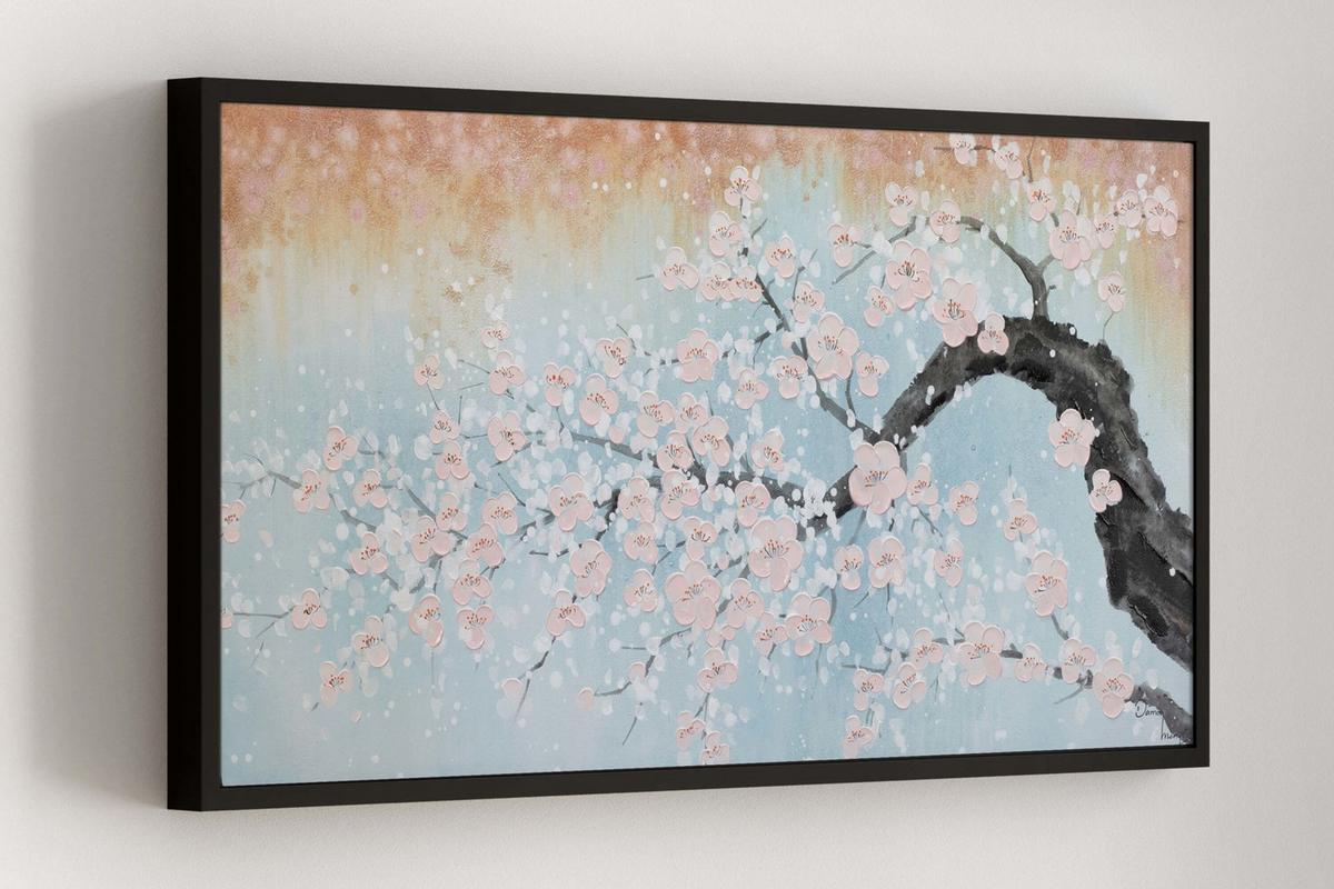 ACRYLBILD HANDGEMALT 120/60 cm - Blau/Pink, Holz/Textil (120/60cm) - KUNSTLOFT